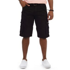 XRAY Mens Belted Double Pocket Casual Cargo Shorts, Black, NWT